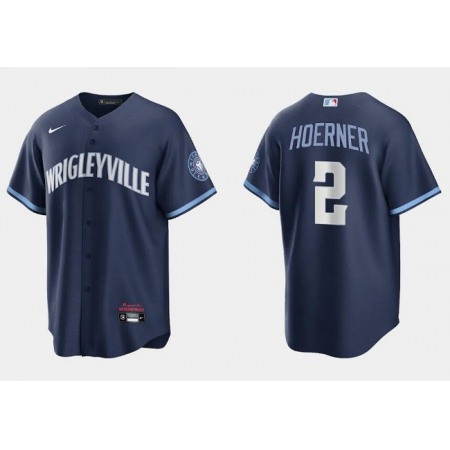 Youth Chicago Cubs #2 Nino Hoerner Navy City Connect Cool Base Stitched Baseball Jersey